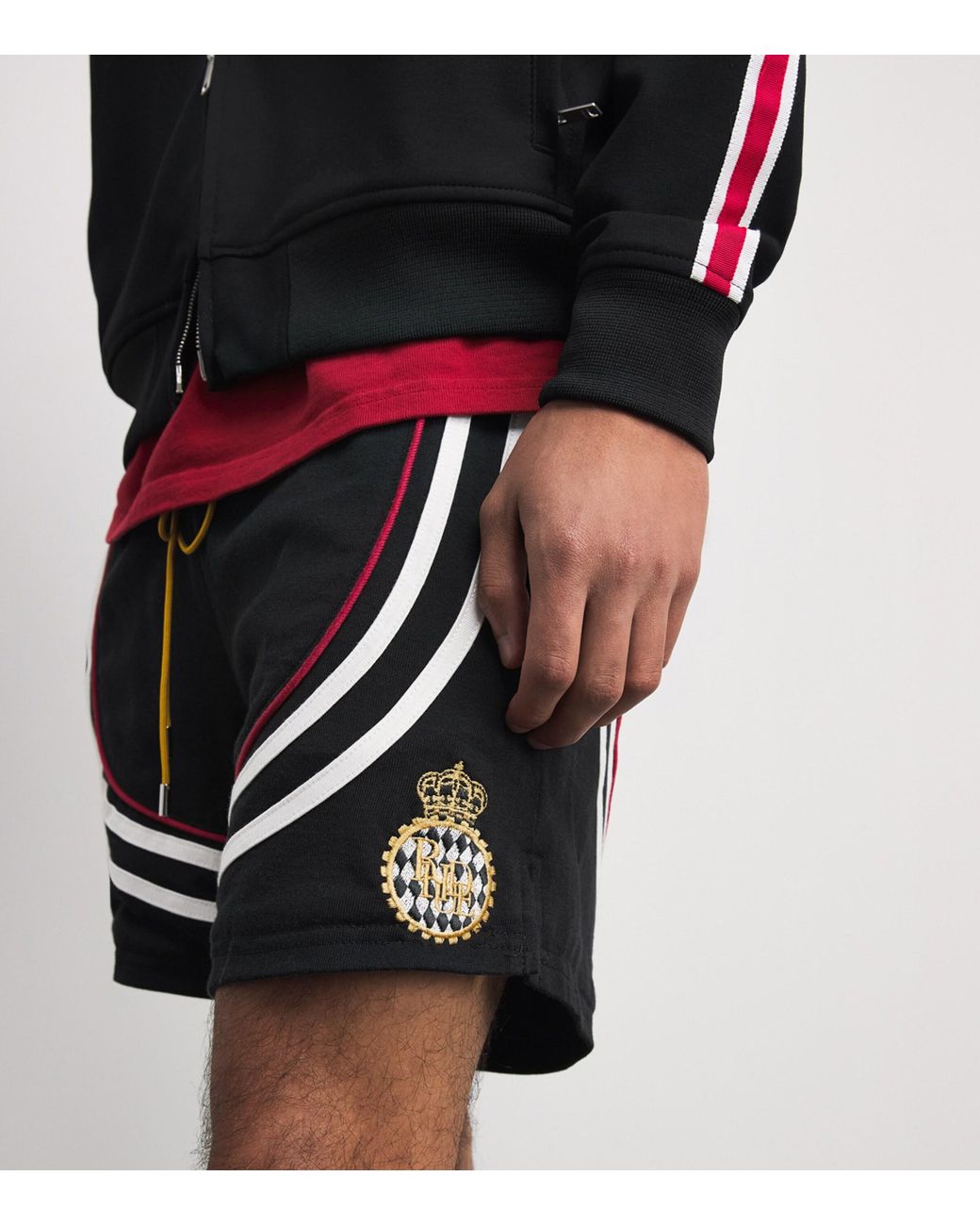 Rhude Black Cotton Lago Veille Soccer Shorts for men