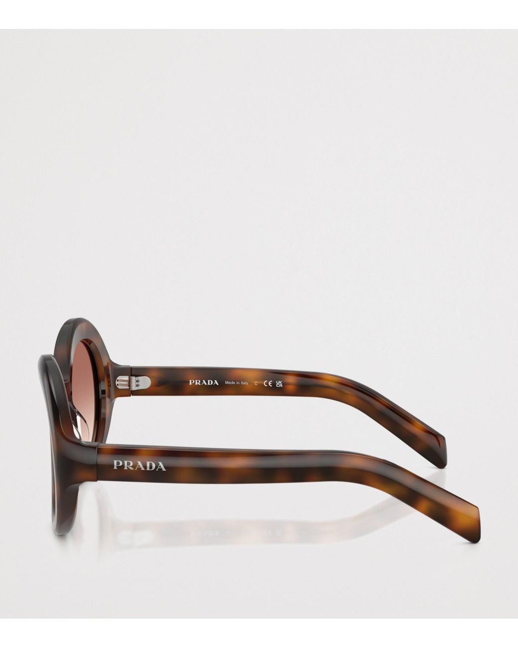 Prada Brown Tortoiseshell Round Sunglasses