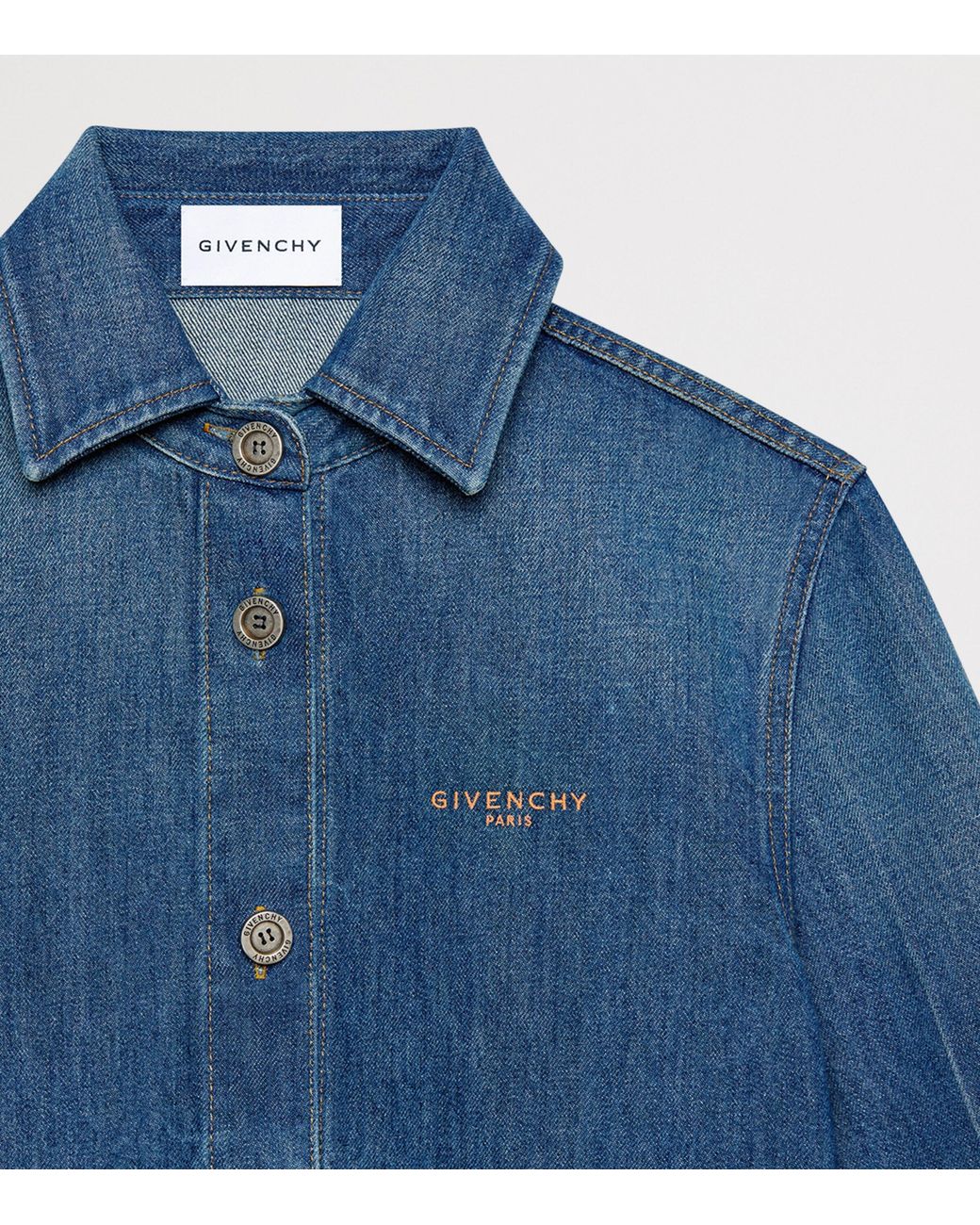 Givenchy Blue Frayed Denim Shirt