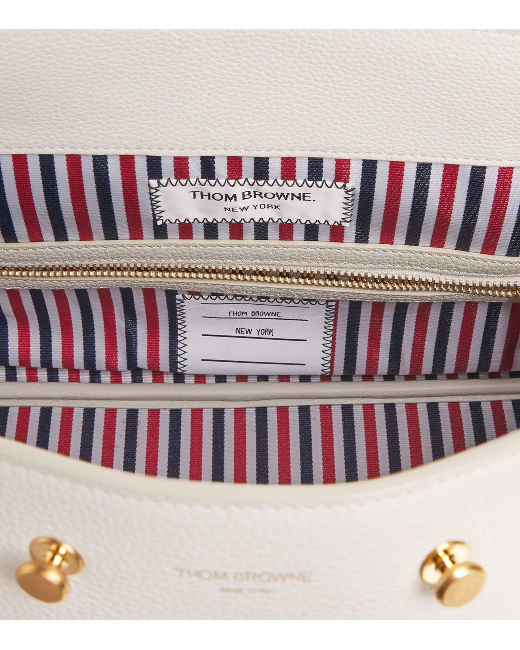 Thom Browne Natural Grain Leather Bolton Top-Handle Bag