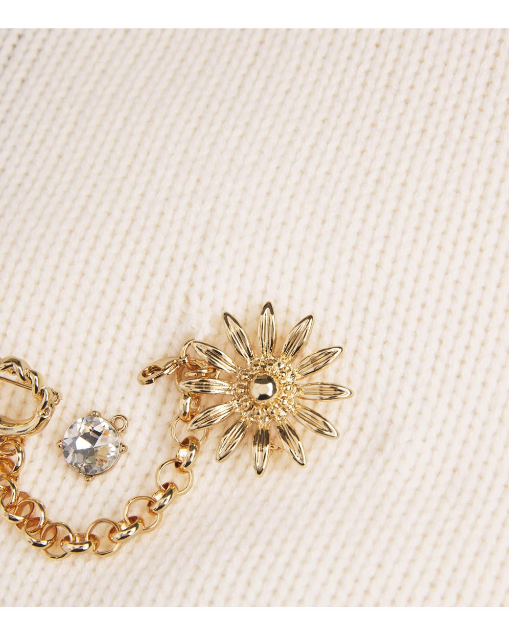 Maje White Wool-Cashmere Brooch Sweater