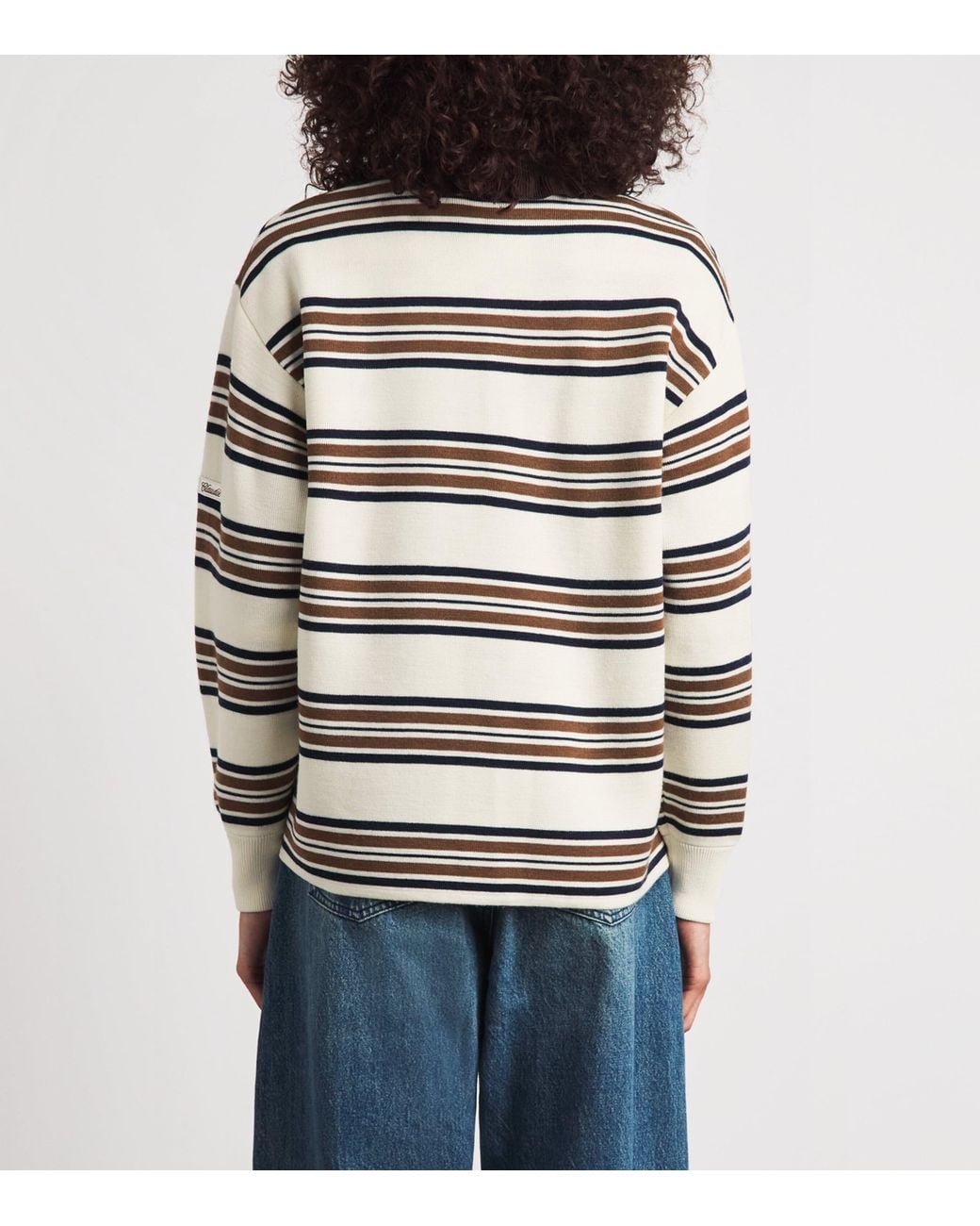 Claudie Pierlot White Ruffled-Collar Rugby Polo Sweater
