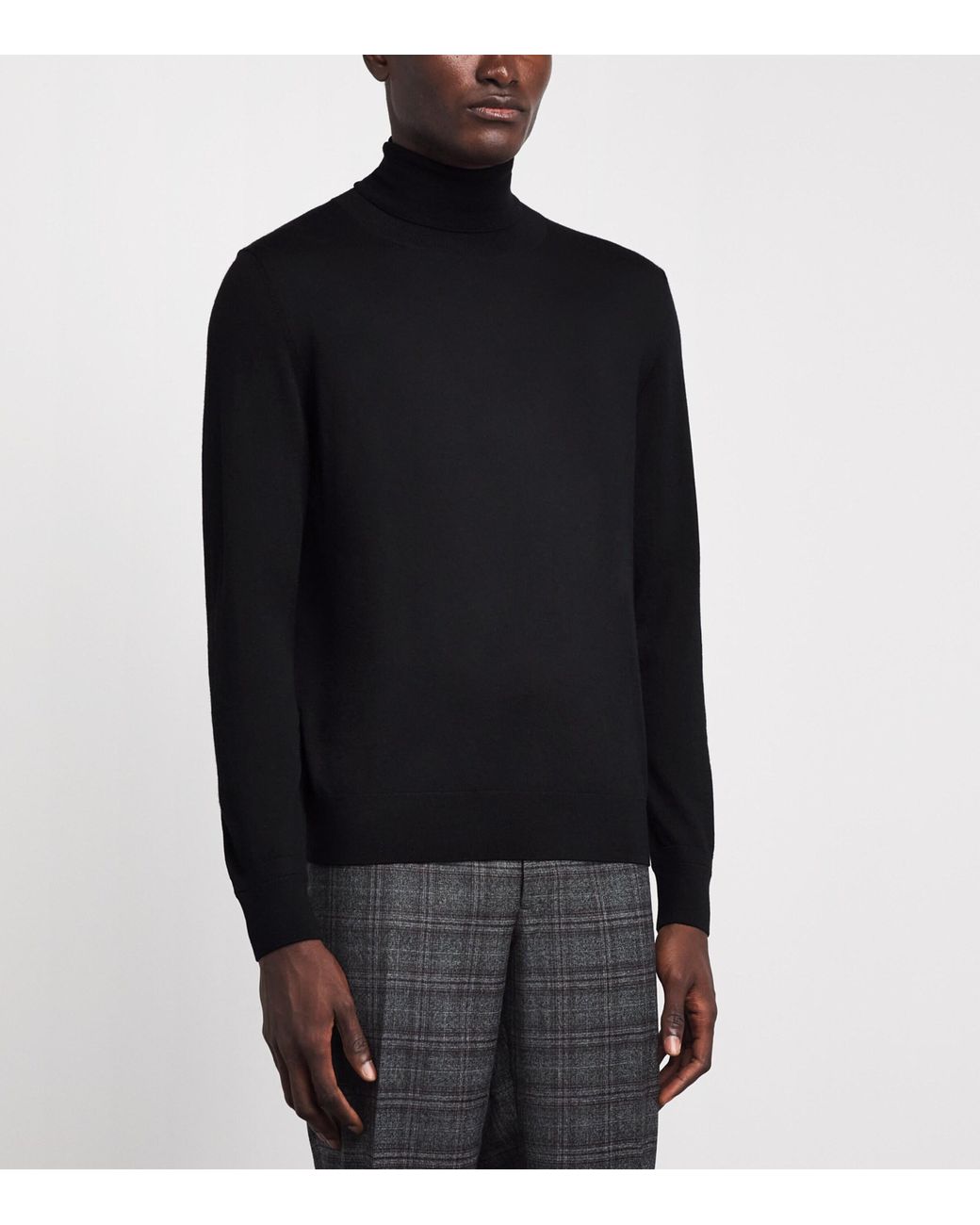 Isaia Black Wool Rollneck Sweater for men