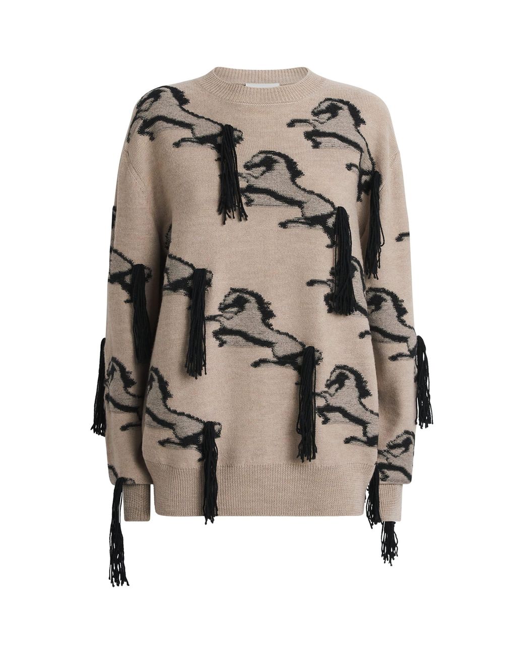 Stella McCartney Natural Virgin Wool Embroidered Horse Sweater