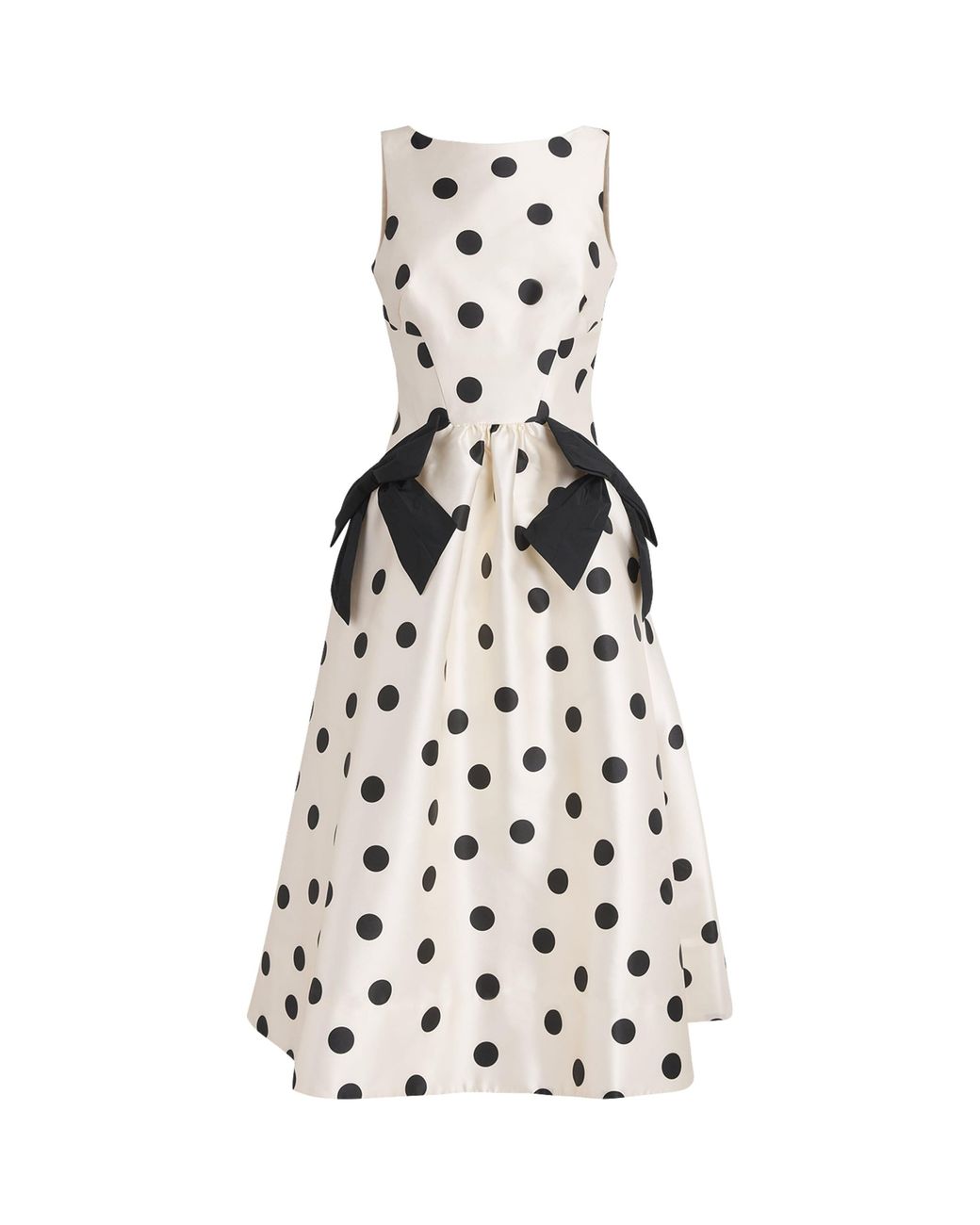 Rebecca Vallance White Satin Polka Dot Bacio Midi Dress