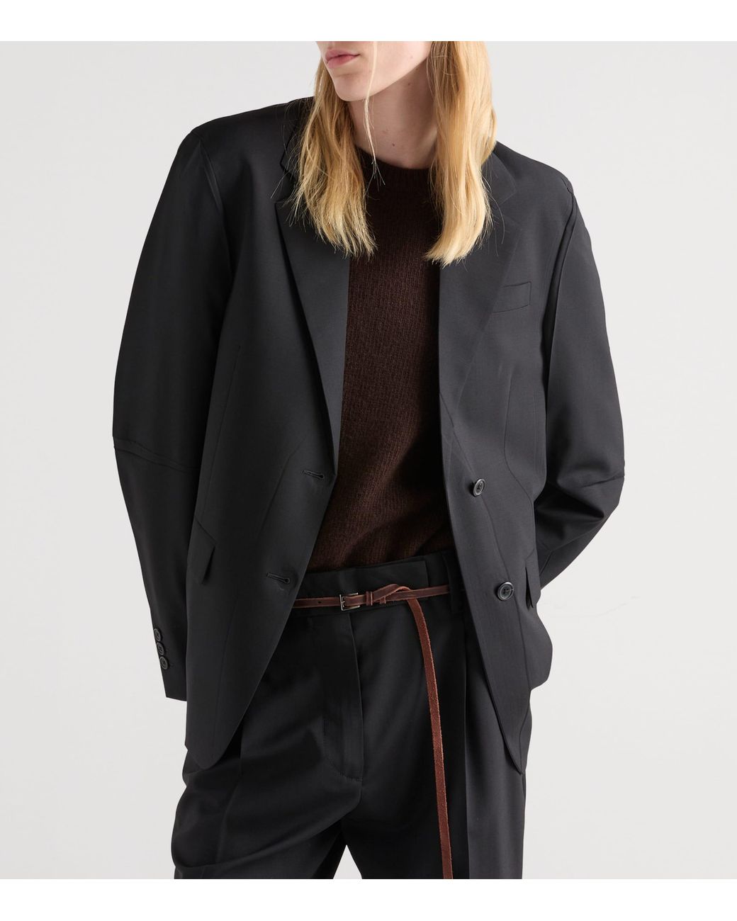 Prada Black Single-Breasted Tailored Blazer