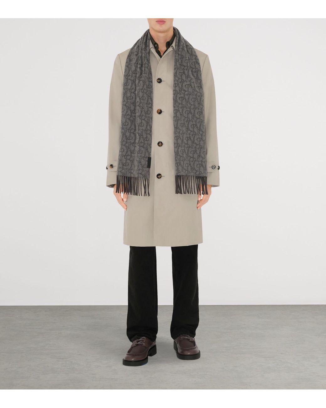 Burberry Gray Cashmere B Charm Scarf