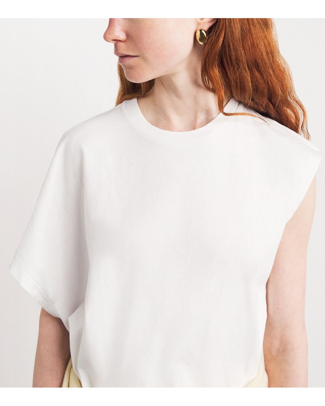Agolde White Cotton Corrine Asymmetric T-Shirt