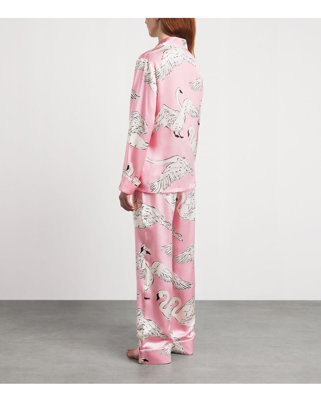 Olivia Von Halle Pink Silk Lila Selene Swan Pyjamas