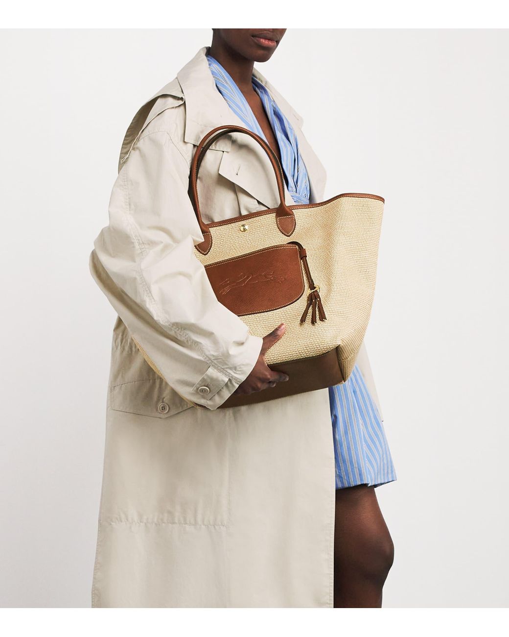 Longchamp Brown Large Le Pliage Basket Bag