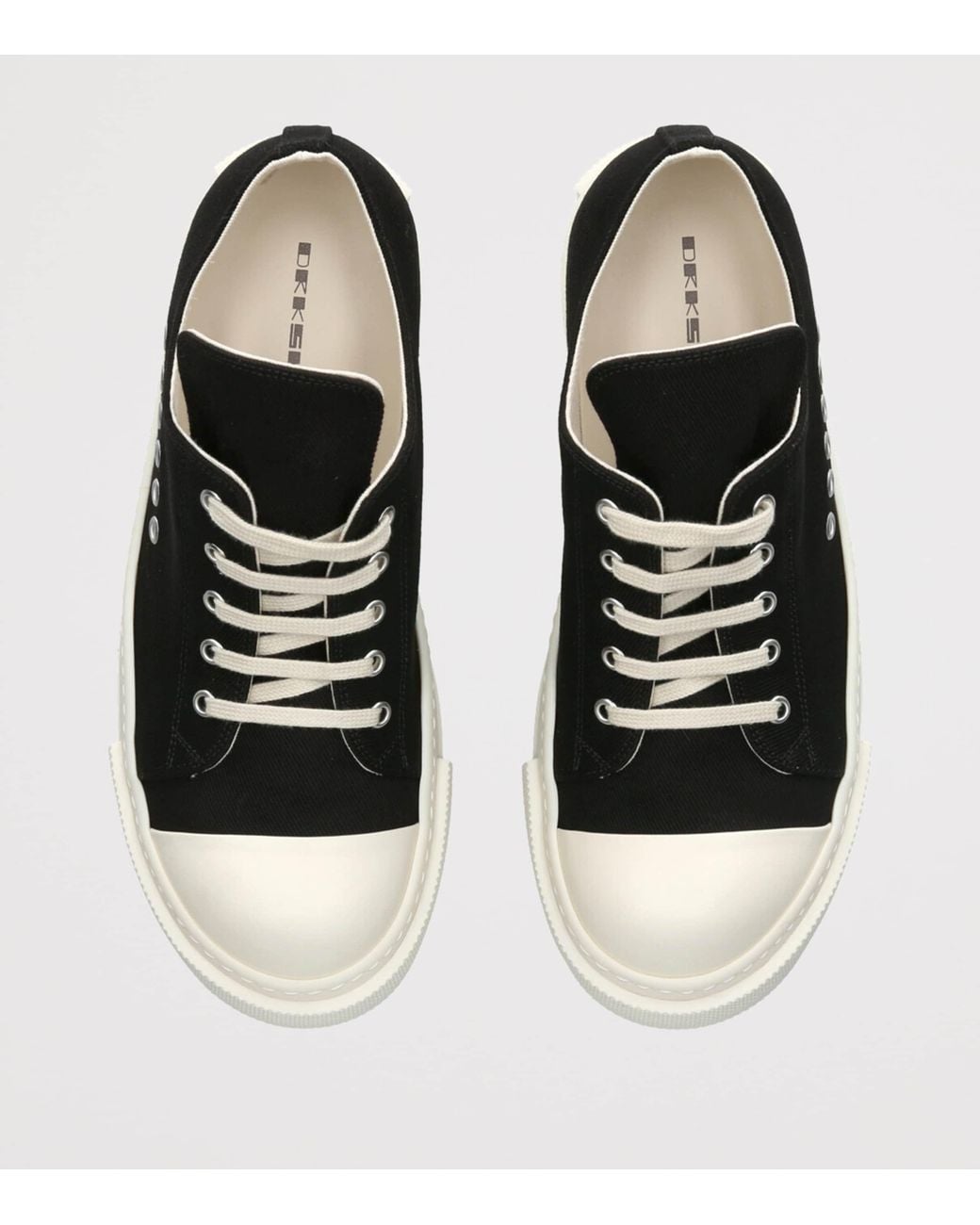 Rick Owens Black Canvas Eyelet Drkshdw Low-Top Sneakers for men