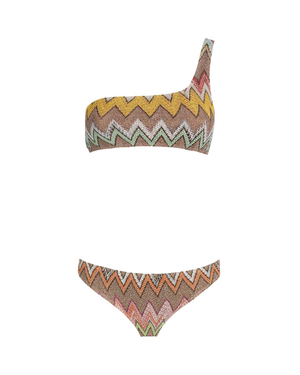 Missoni White Zigzag One-Shoulder Bikini