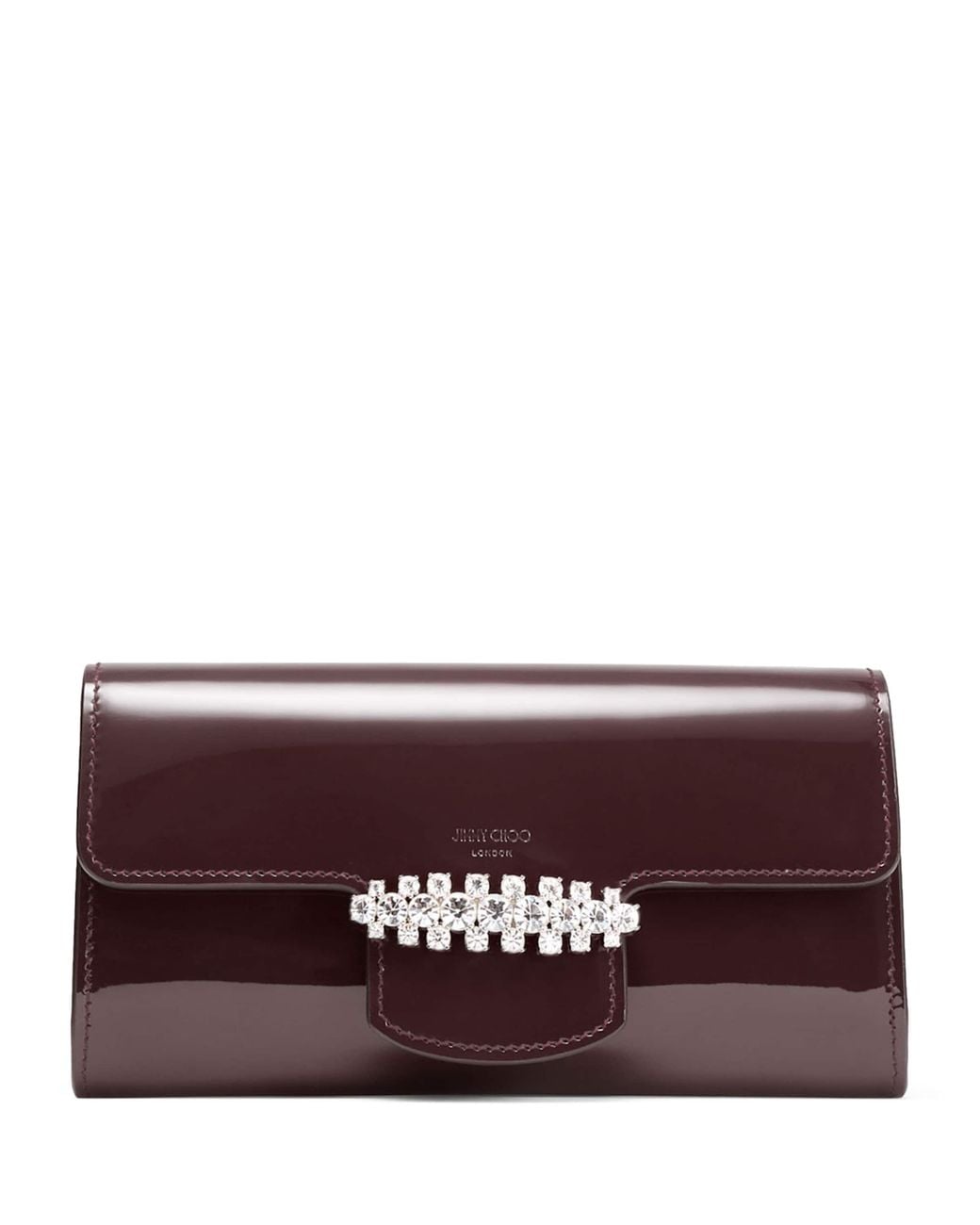 Jimmy Choo Purple Bing Patent Leather Wallet-On-Chain