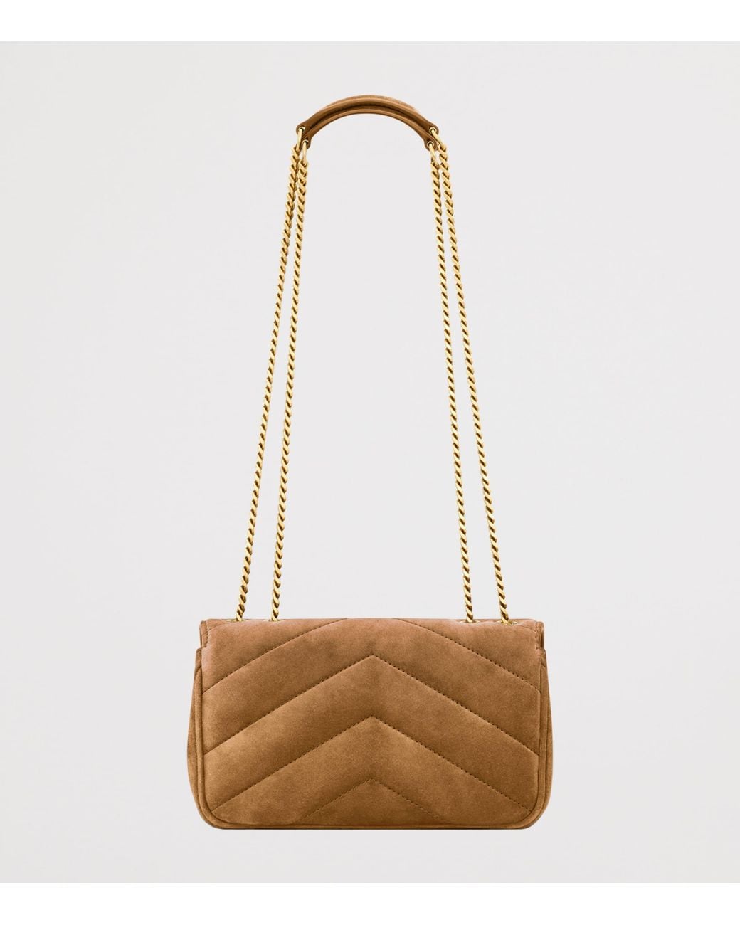 Saint Laurent Natural Mini Suede Loulou Shoulder Bag