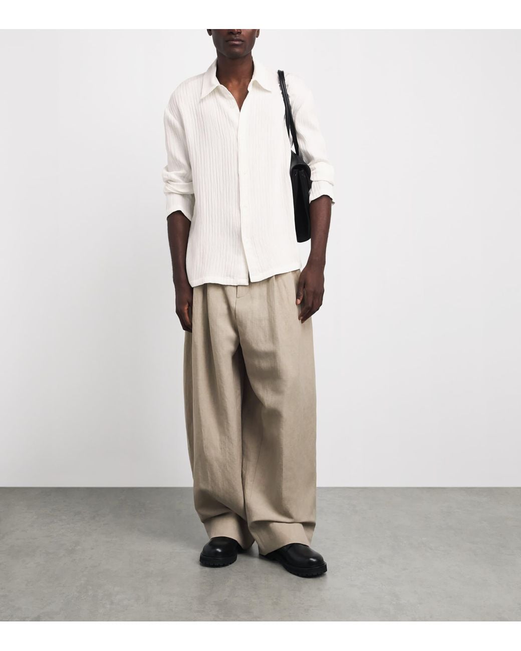 Sandro White Loose Fit Crinkle Shirt for men