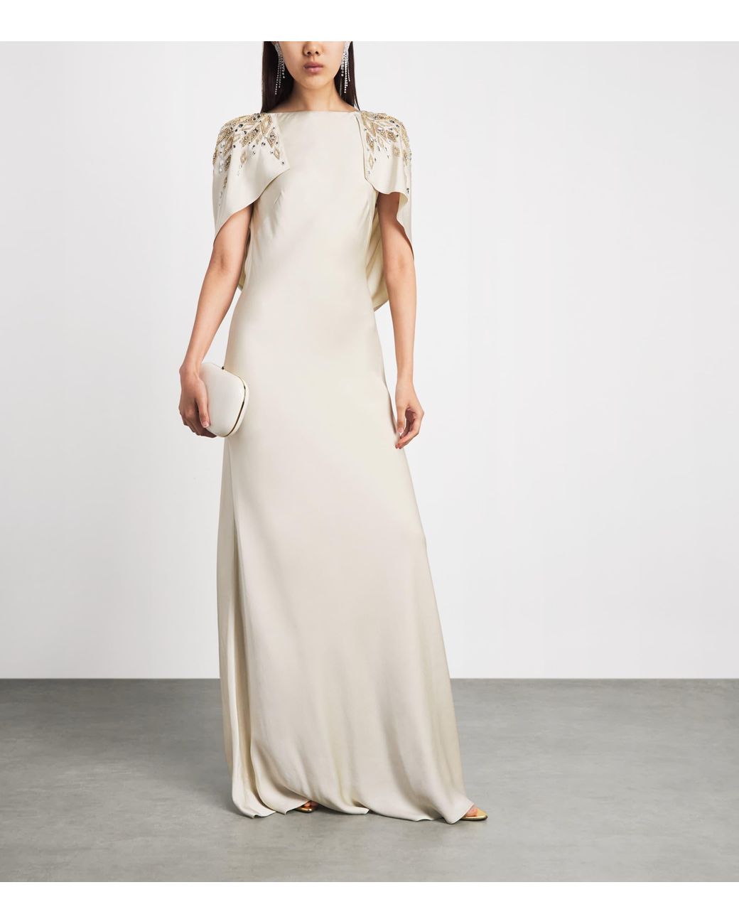 Jenny Packham White Satin Ophelia Cape Gown
