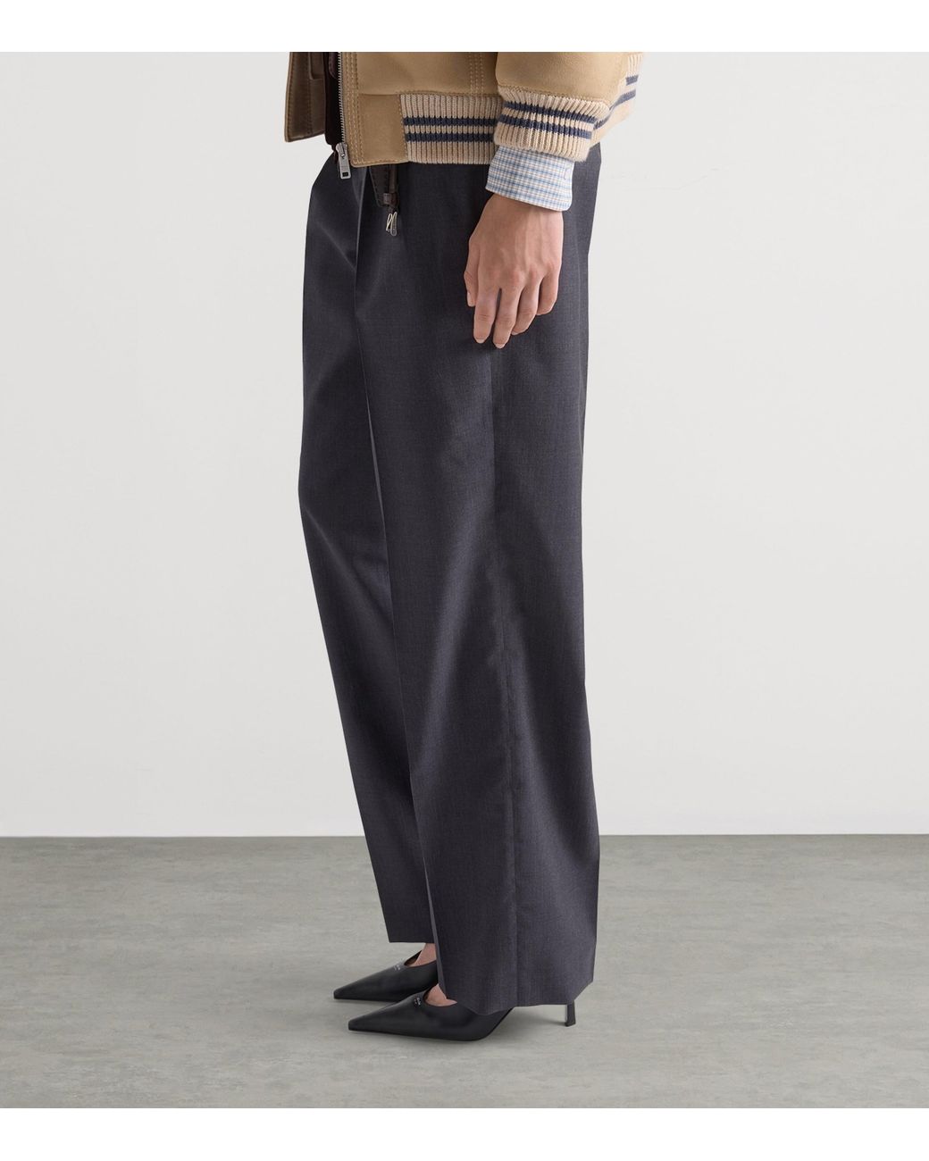 Prada Gray Wool-Mohair Pleated Trousers
