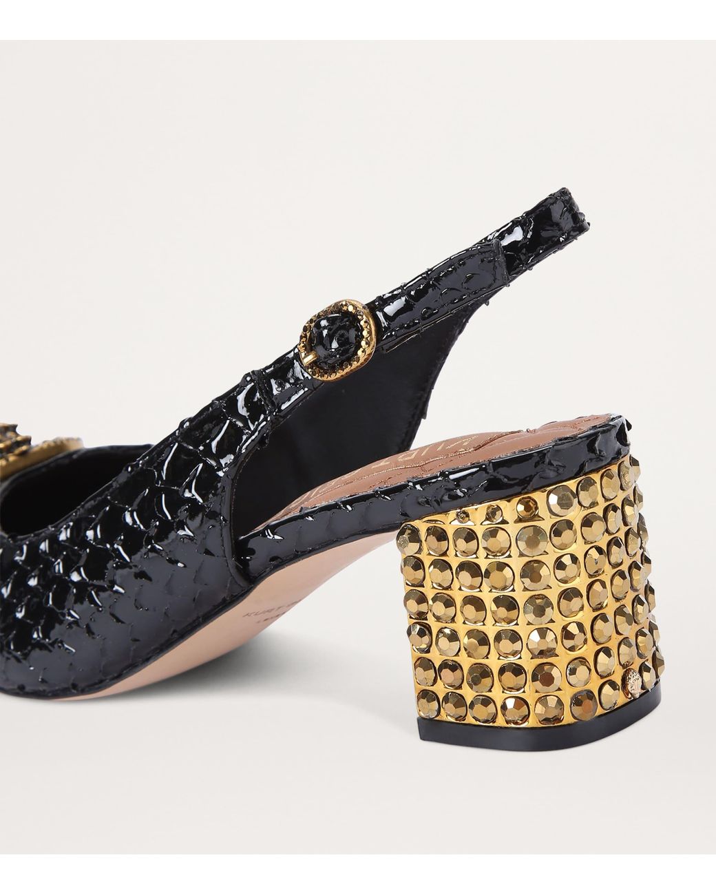 Kurt Geiger Black Snake-Effect Chelsea Slingback Pumps