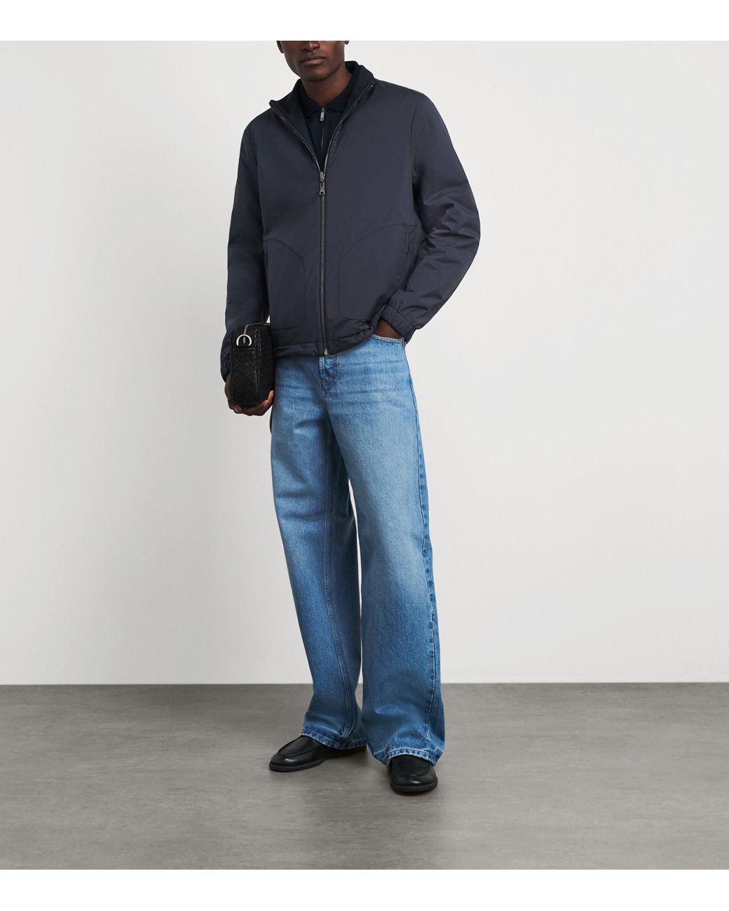 FIORONI CASHMERE Blue Wool Reversible Bomber Jacket for men