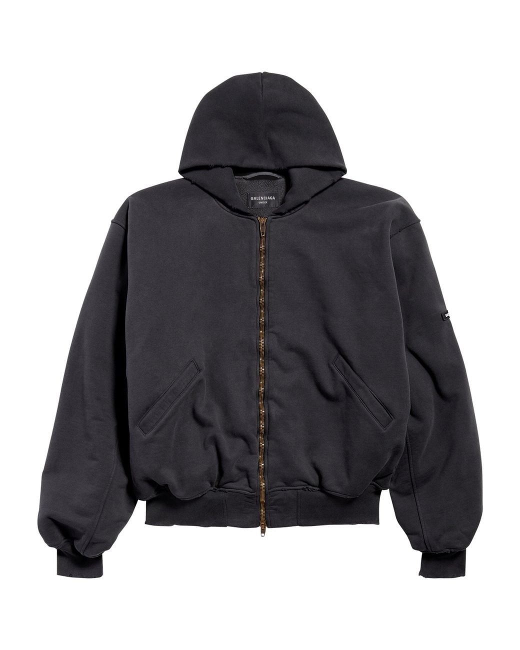 Balenciaga Blue Cotton Hooded Bomber Jacket for men