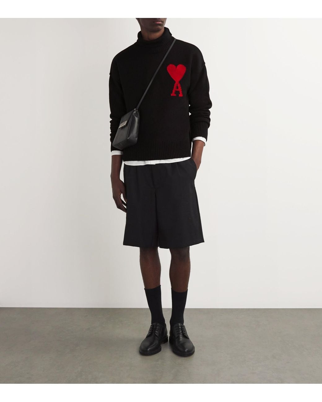 AMI Black Merino Wool Ami De Coeur Sweater for men