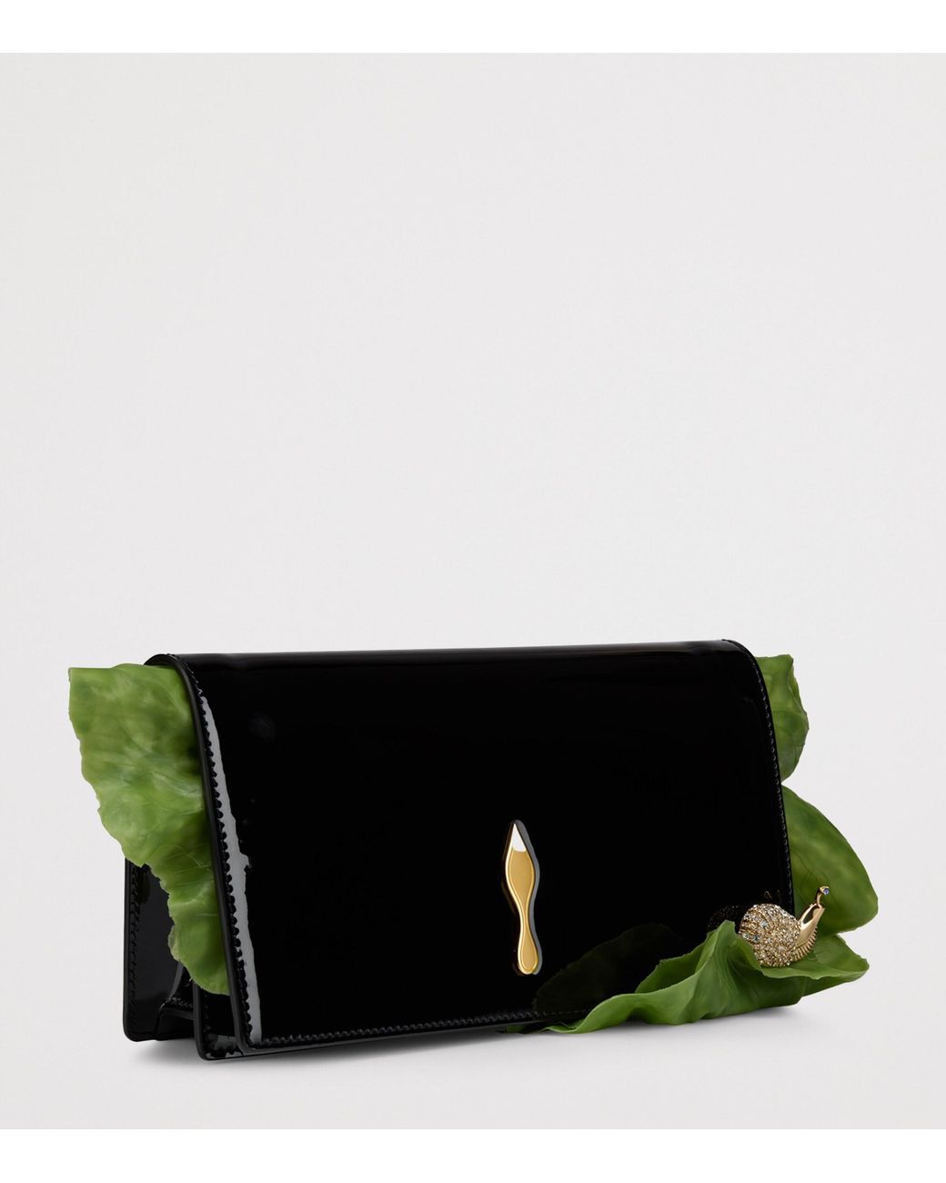Christian Louboutin Black Bettina Snail Patent Leather Clutch Bag