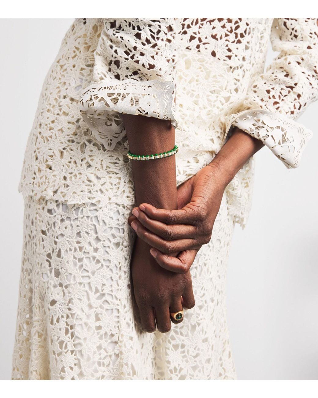 L'Atelier Nawbar Green And Diamond Atoms Bangle