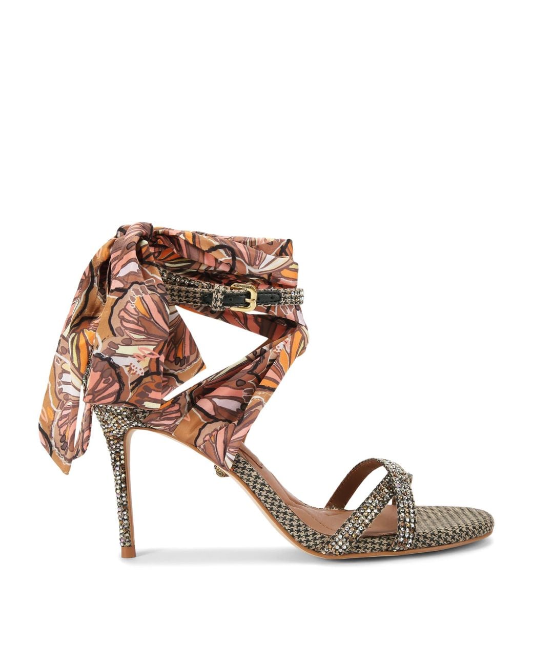 Kurt Geiger Brown Scarf-Accent Heeled Sandals 85