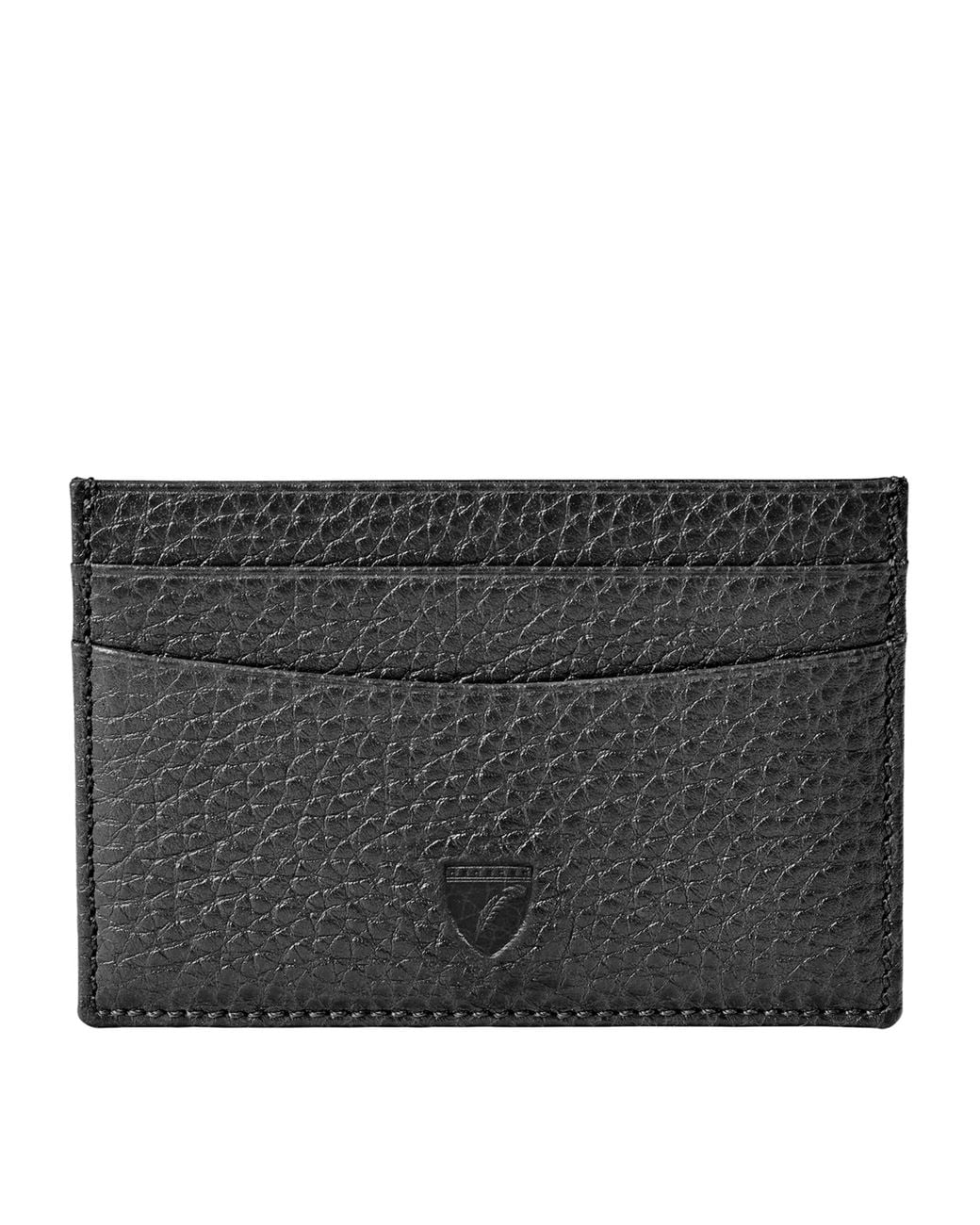 Aspinal Black Leather Logo Card Holder