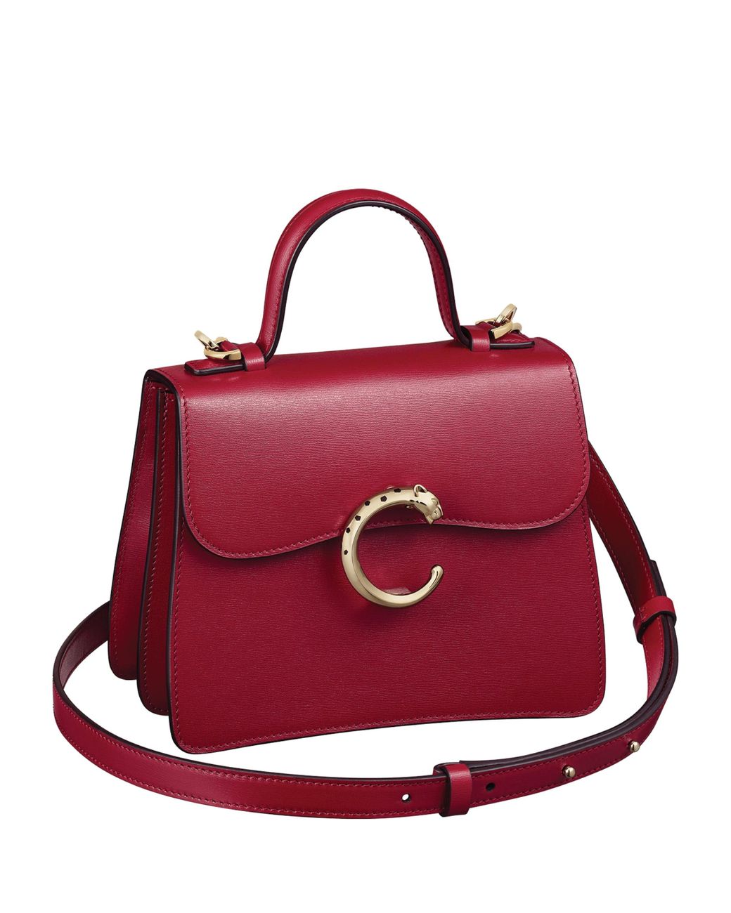 Cartier Red Leather Mini Panthère De Top-Handle Bag