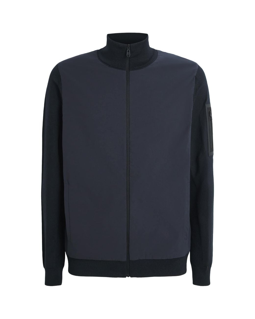 Boss Blue Knitted-Trim Hybrid Jacket for men