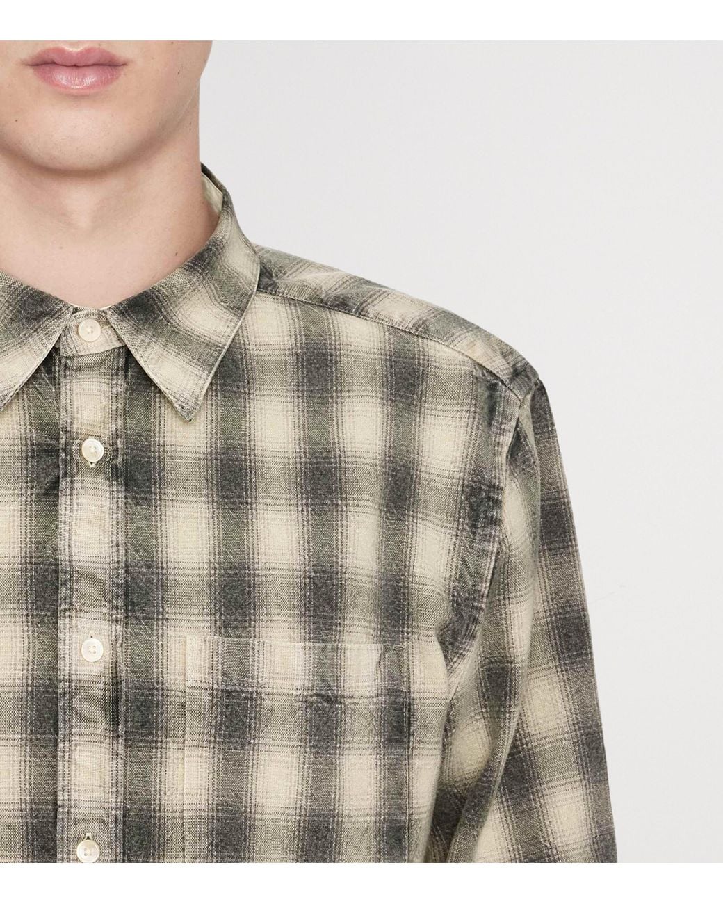 AllSaints Gray Bower Check Shirt for men