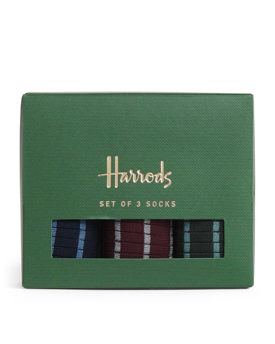 Harrods Green Cotton-Blend Stripe Ribbed Socks for men