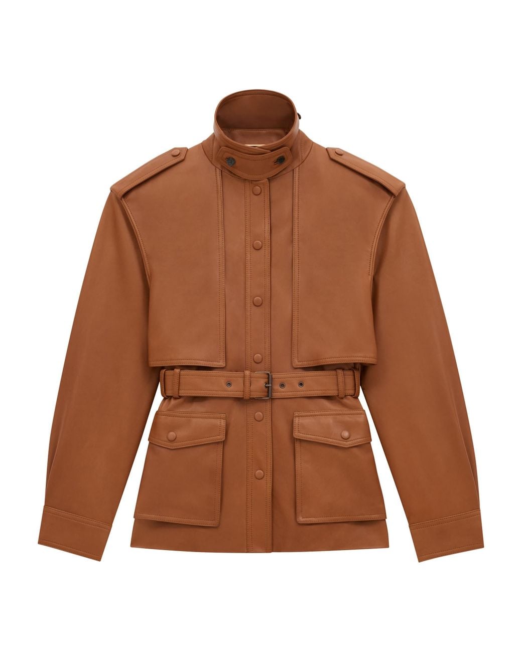 Saint Laurent Brown Leather Safari Jacket