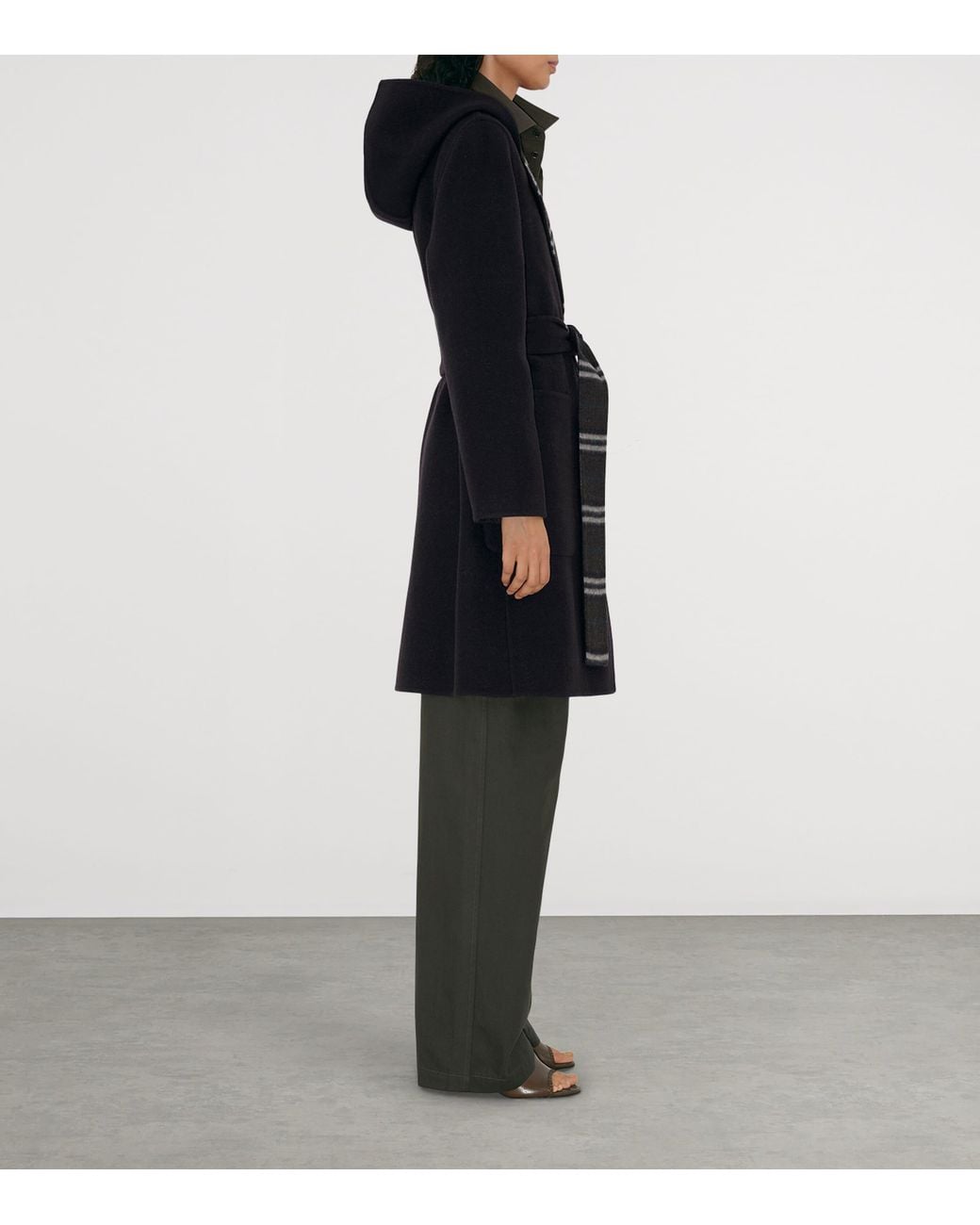 Burberry Black Wool Reversible Hooded Wrap Coat