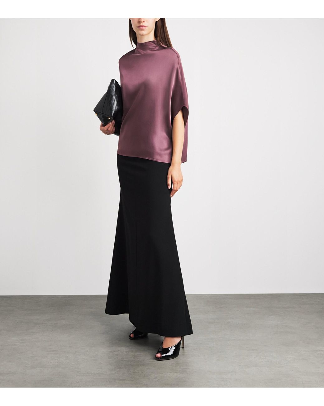 LAPOINTE Purple Satin Cape Blouse