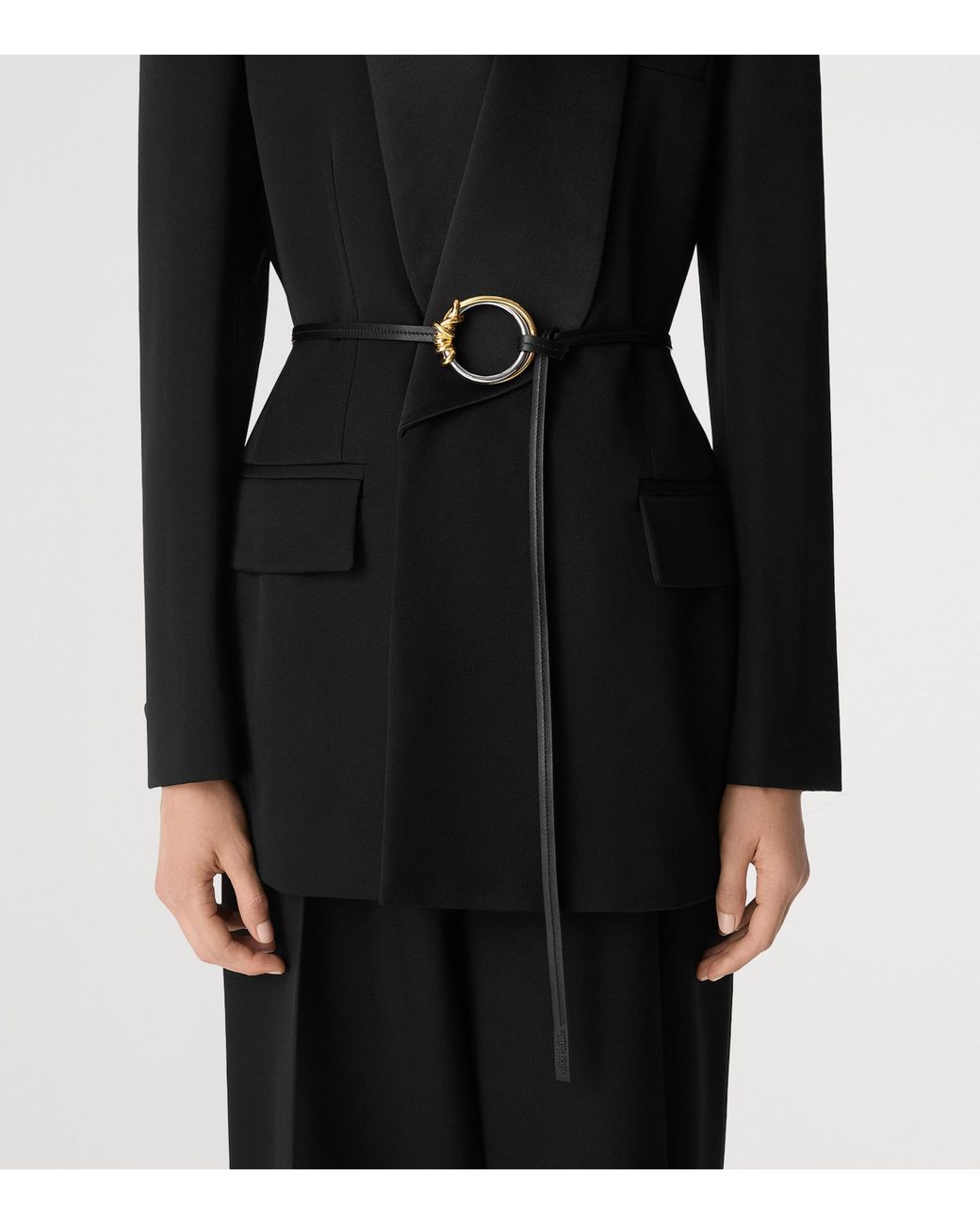 Bottega Veneta Black Leather Knot Ring Belt