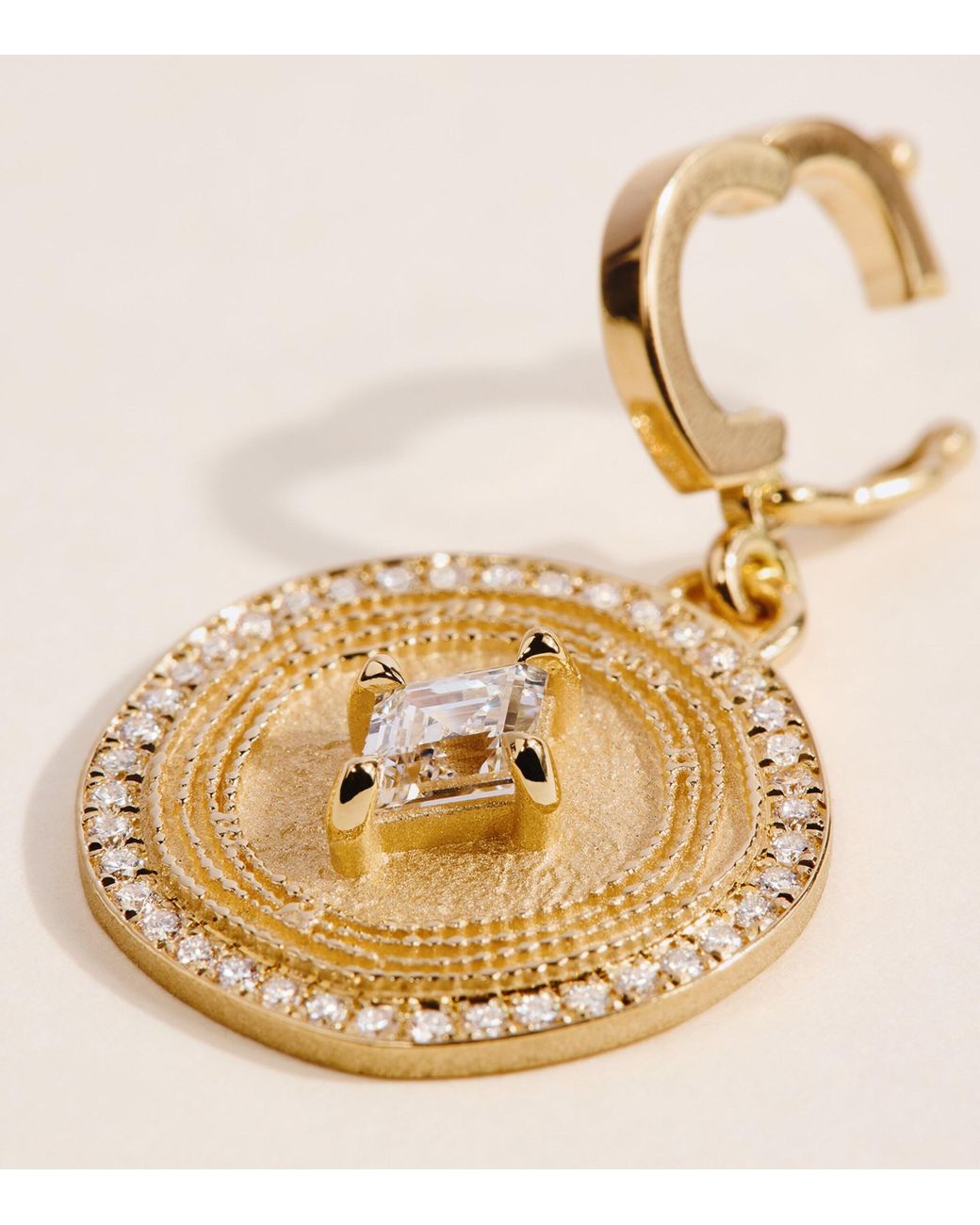 Azlee Natural And Diamond Lozenge Signet Charm