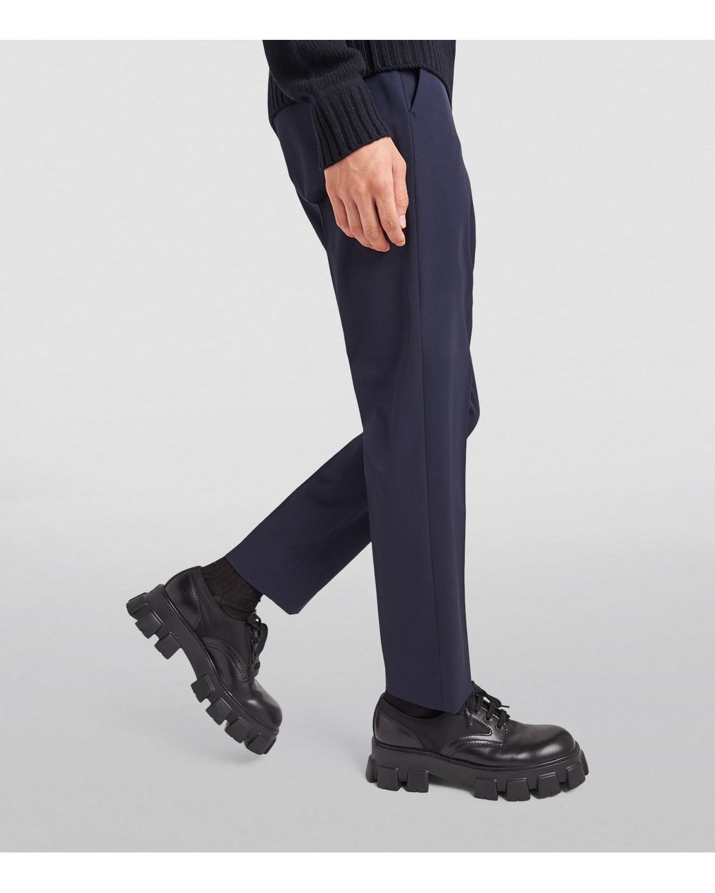 Prada Blue Nylon Techno Stretch Trousers for men