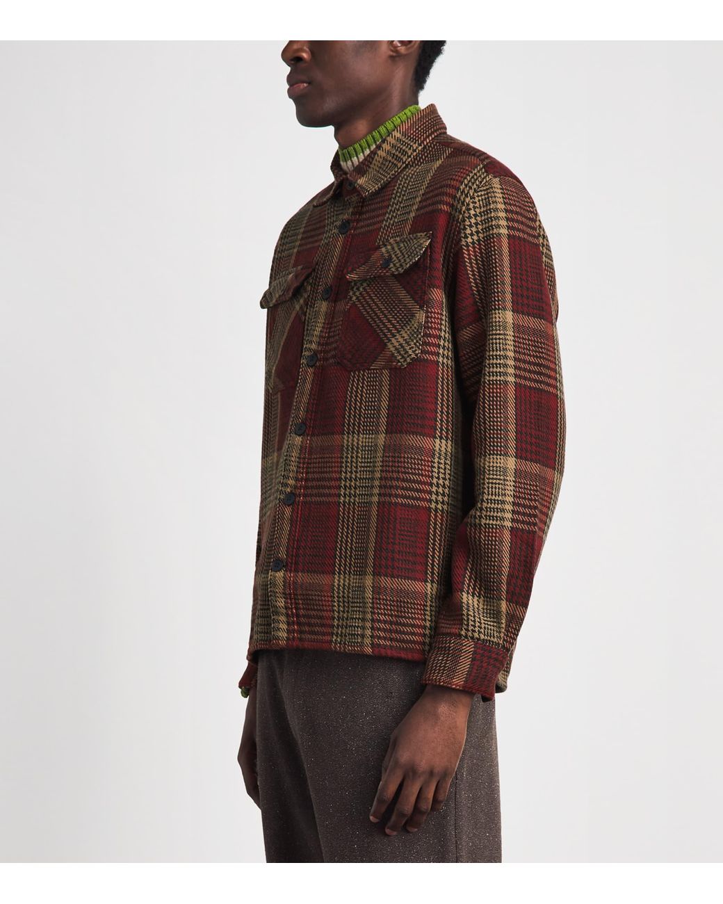 Barbour Brown Cotton Houndstooth Millom Overshirt for men