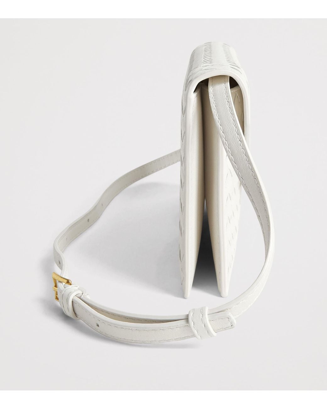 Bottega Veneta White Leather Intrecciato Piccolo Envelope Pouch