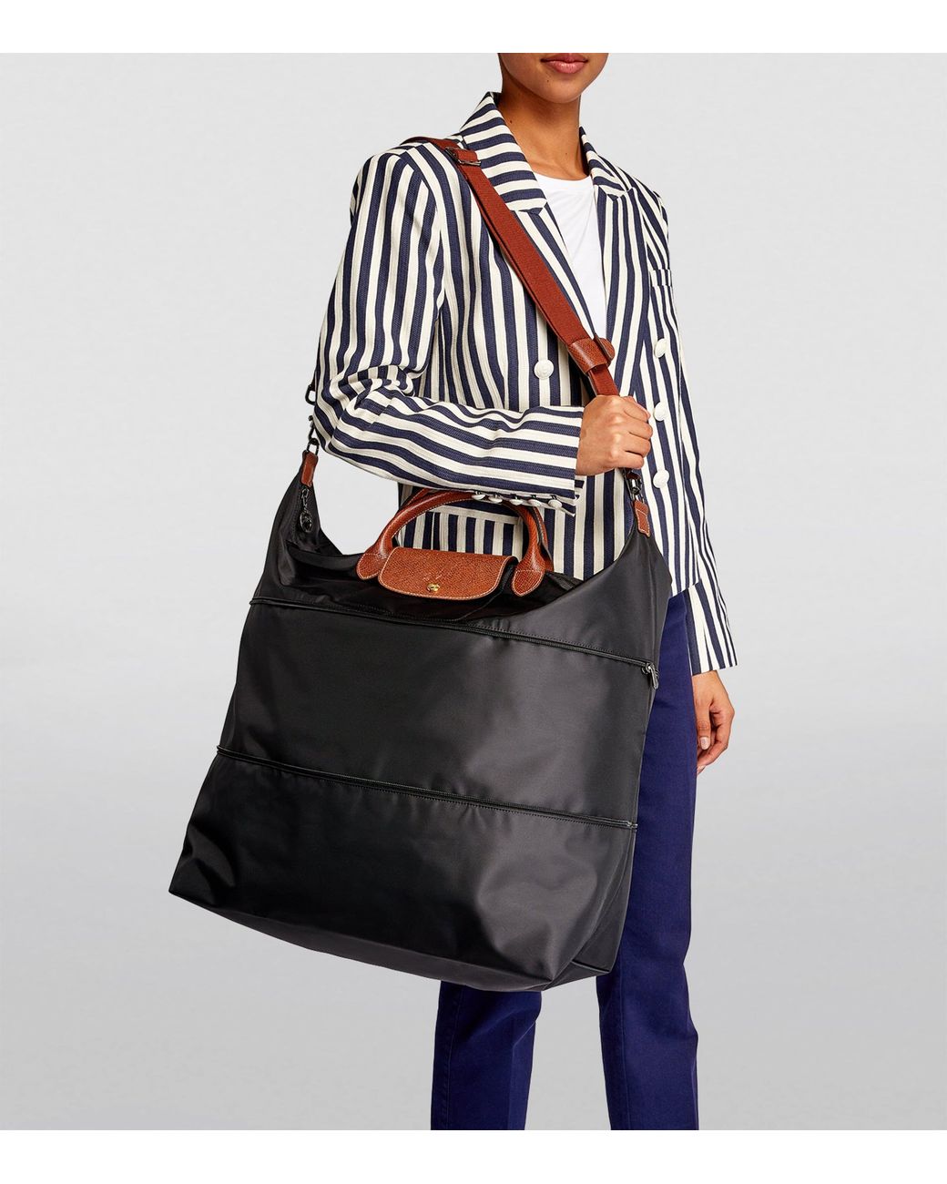 Longchamp Black Expandable Le Pliage Original Travel Bag for men