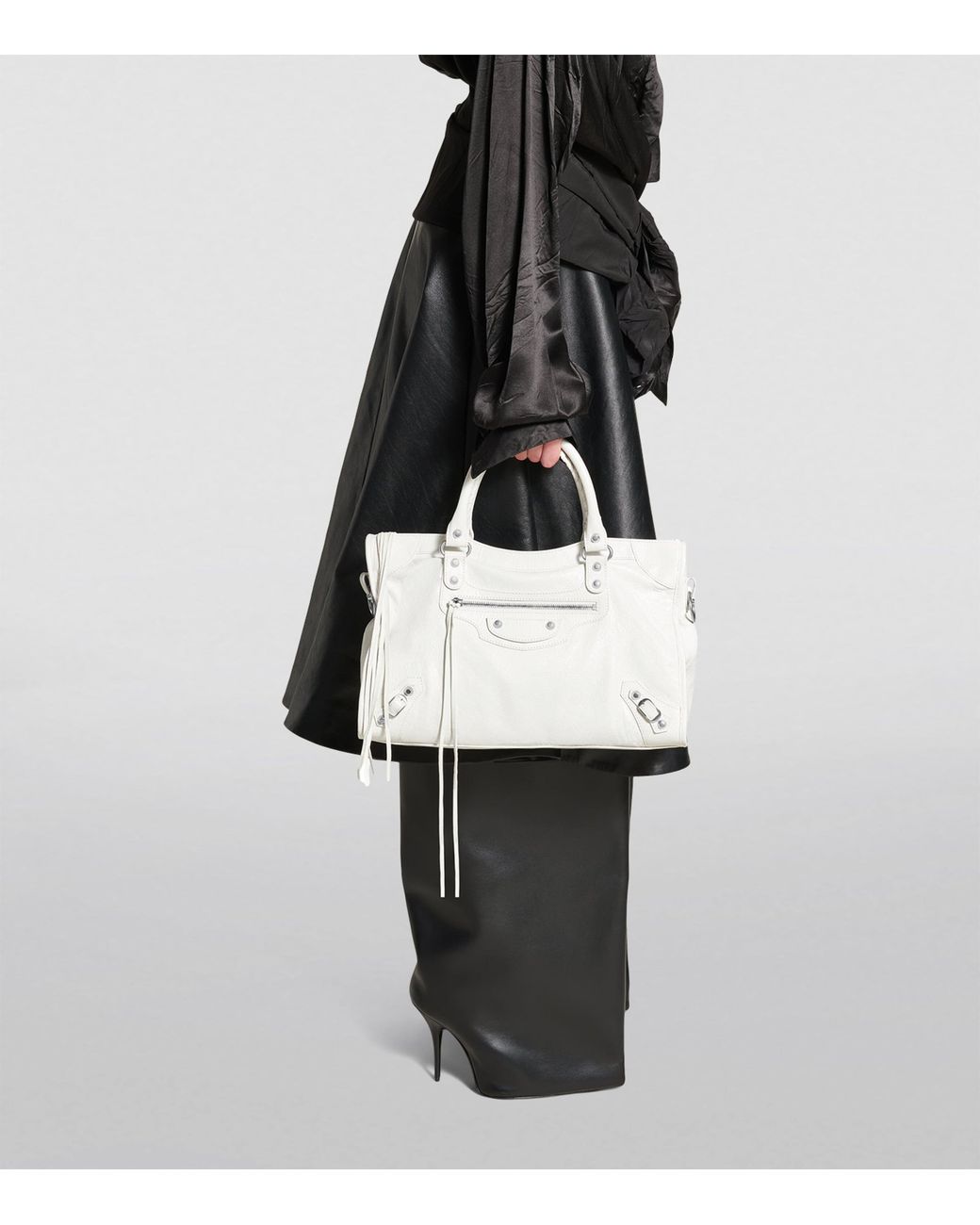 Balenciaga White Medium Leather Le City Top-Handle Bag