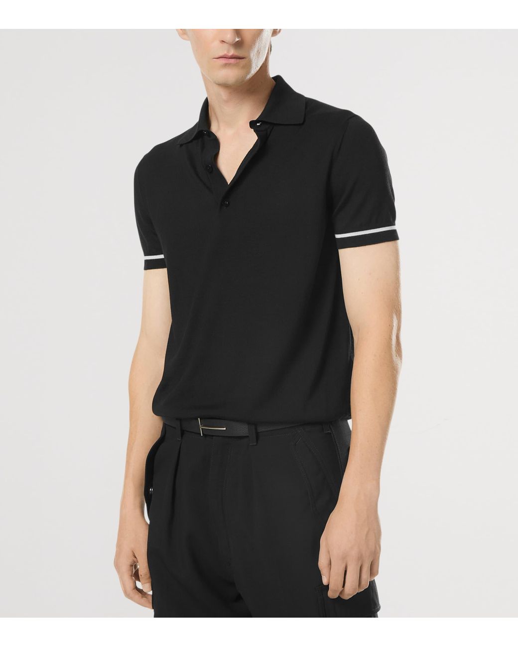 Tom Ford Black Cashmere-Silk Polo Shirt for men