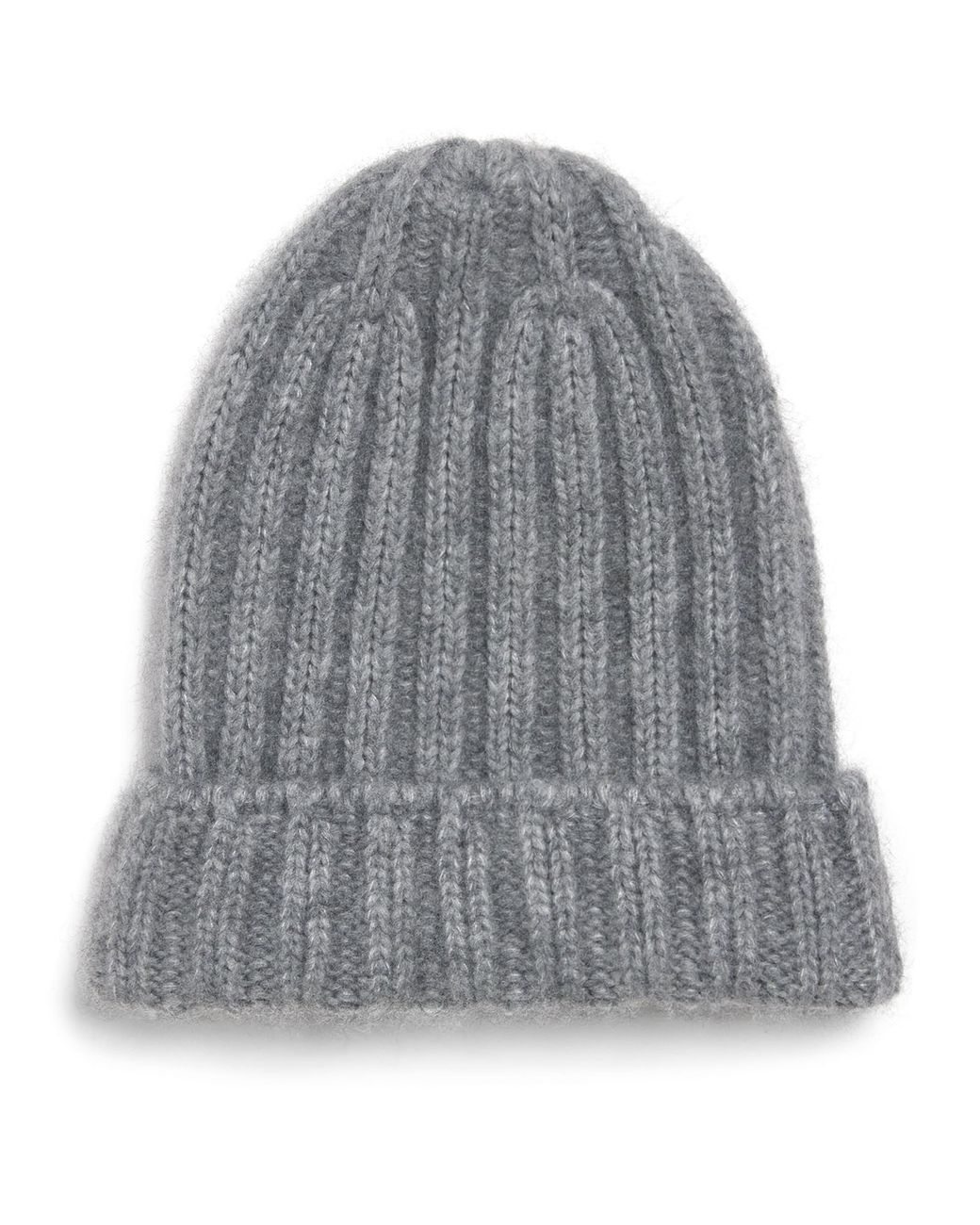 Johnstons Gray Cashmere-Silk Ribbed Beanie for men