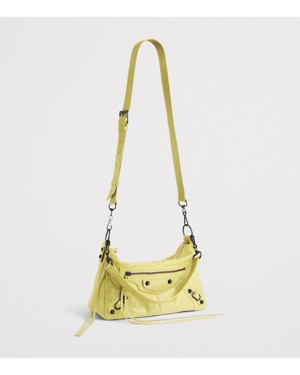 Balenciaga Yellow Mini Lambskin Le City Moto Shoulder Bag