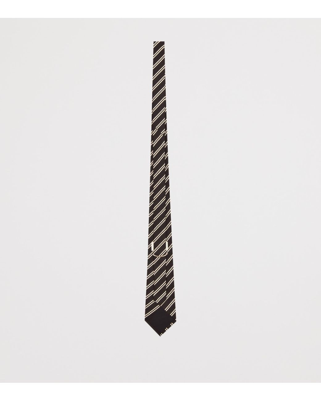 Saint Laurent White Silk Striped Tie for men
