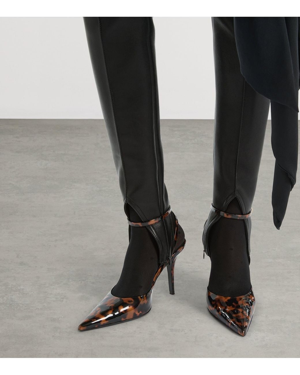 Balmain White Leather Print Pumps