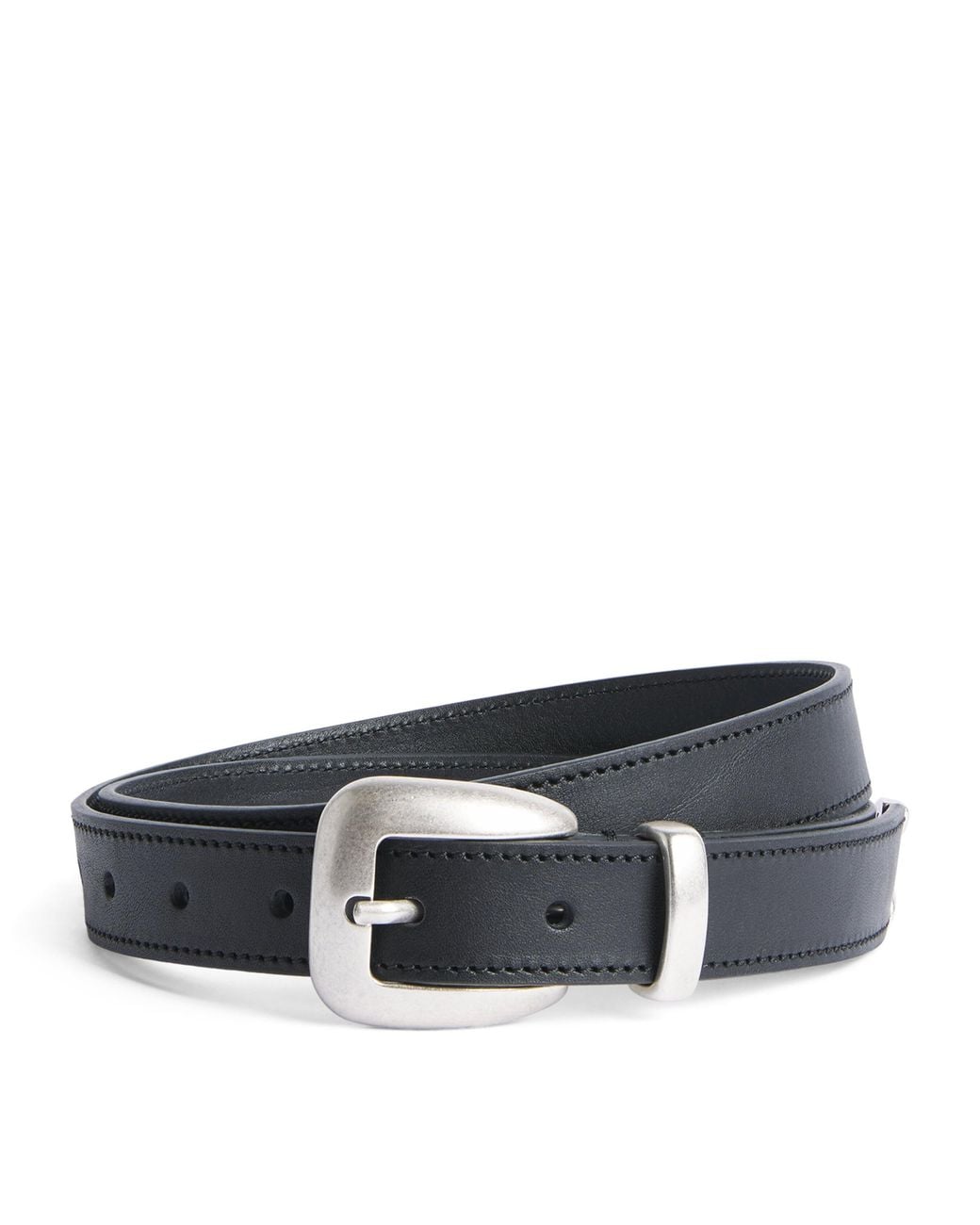 MOLEBO Black Leather Western Belt for men