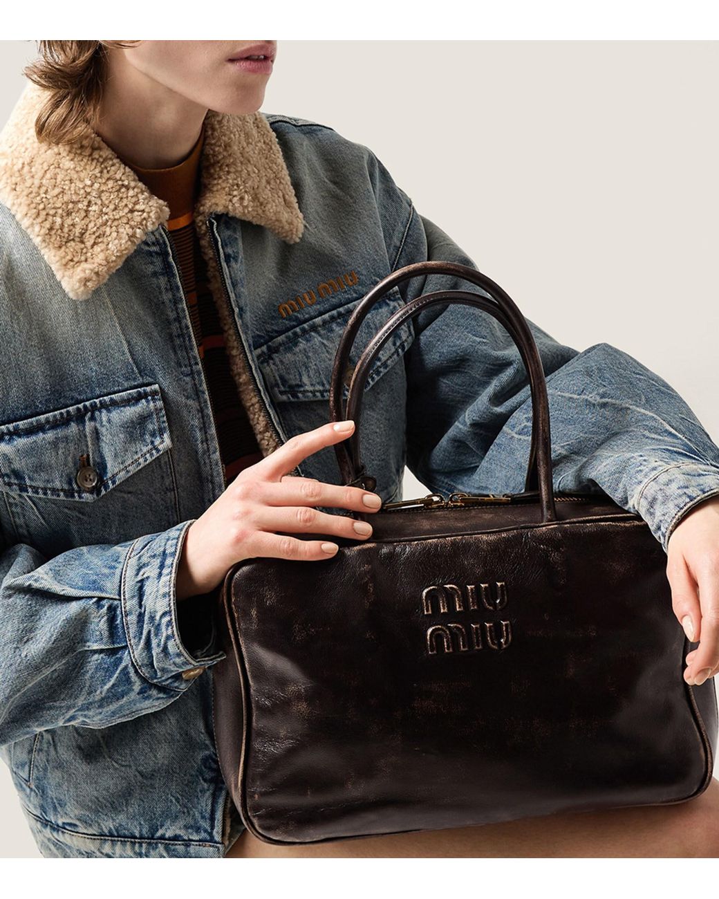 Miu Miu Black Nappa Leather Beau Top-Handle Bag